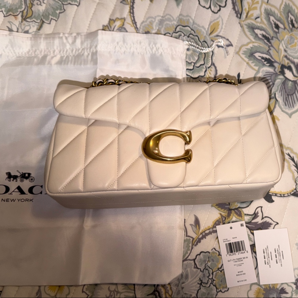 Coach Quilted Tabby 26 in Chalk with Brass hardware - Picture 4 of 14